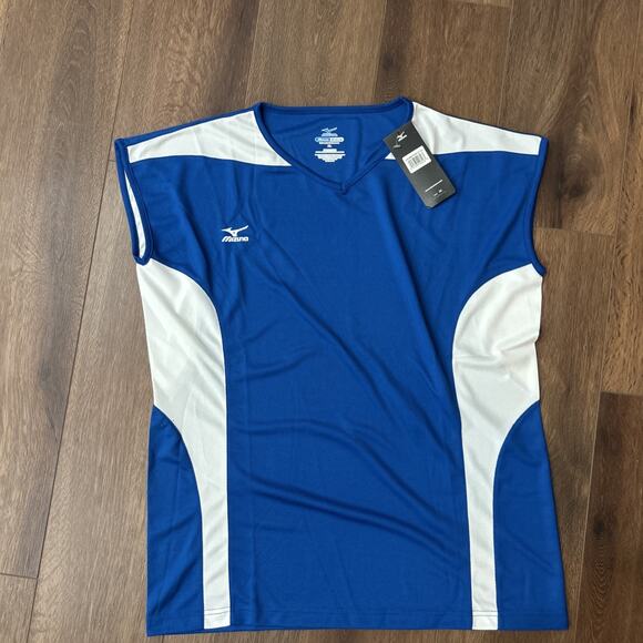 Mizuno Tops - Mizuno Women's Volleyball Performance Cap Sleeve G3 Jersey, Royal/White XL